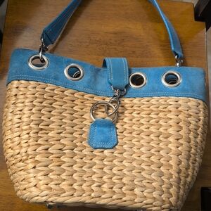 Indeed Straw Handbag With Silver Hardware
